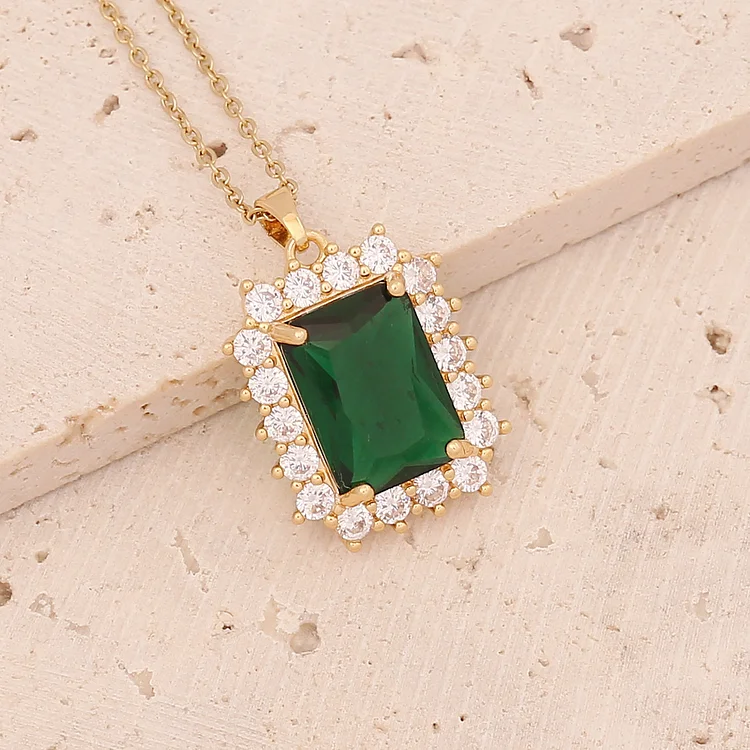 Emerald Zircon Pendant Necklace KERENTILA