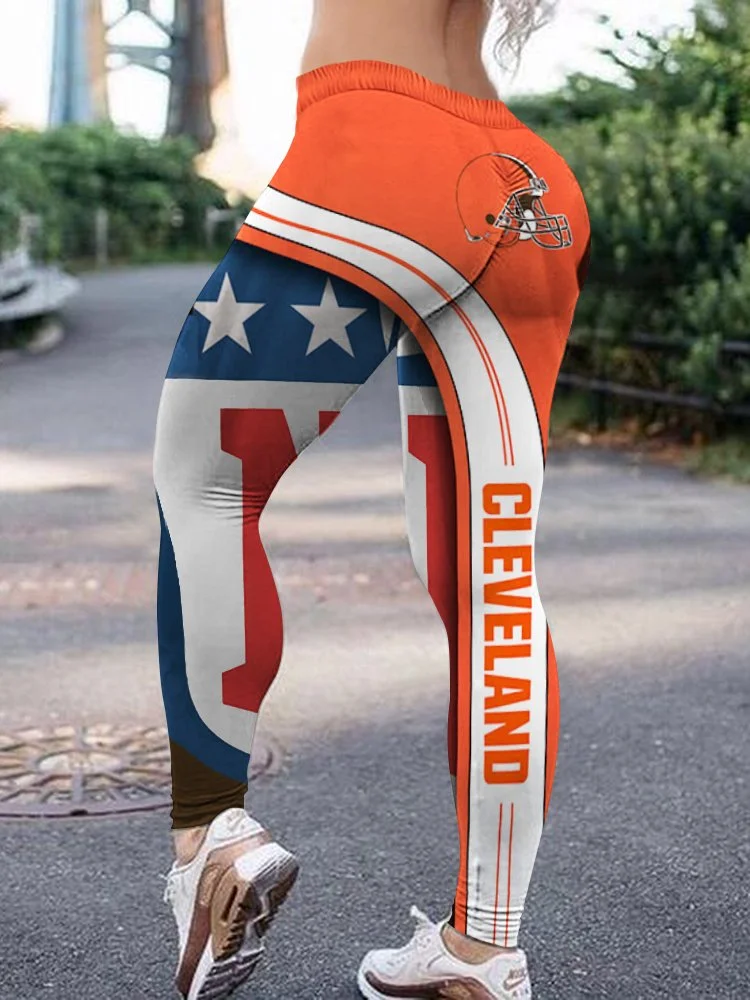 Cleveland Browns Women's High Waist  Push Up Print Lounge Leggings