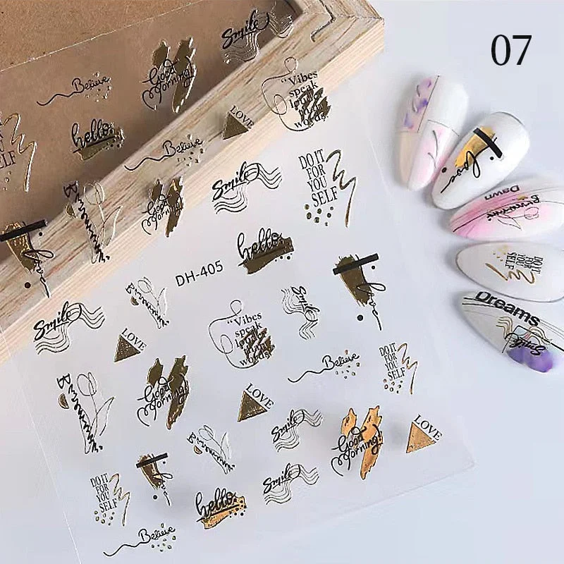 1PC Spring Palm Flowers Leaves 3D Nail Stickers Self-Adhesive Slider Nail Art Decorations Geometry Decals Manicure Accessories-Nail Inspo