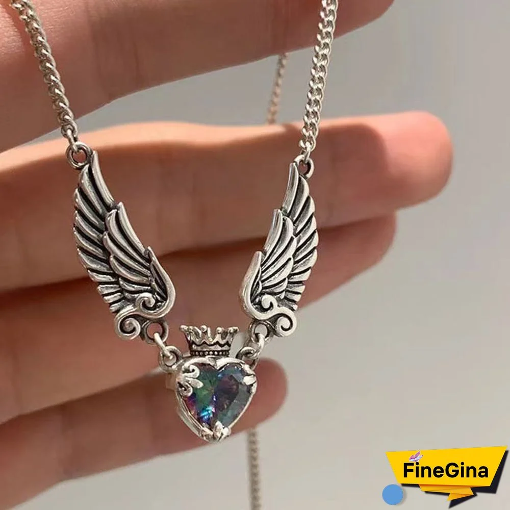 Vintage Heart Wings Necklace
