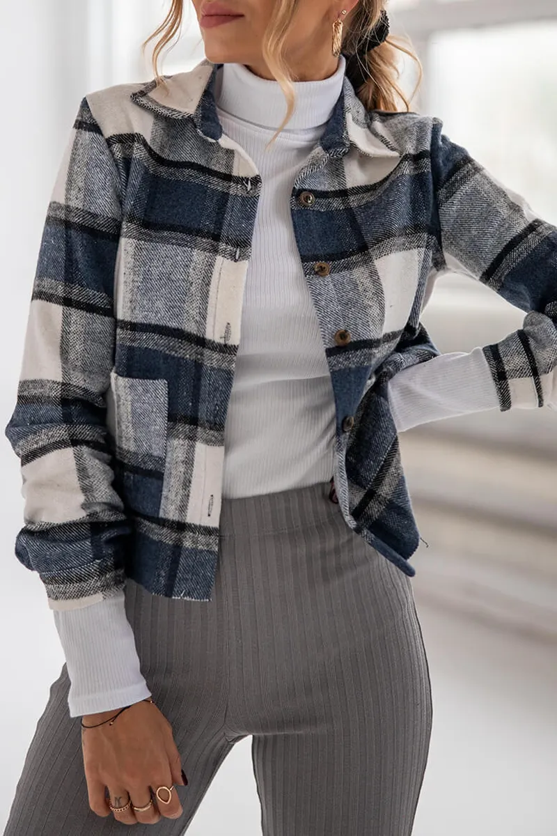 Plaid Casual Shirt Short Coat