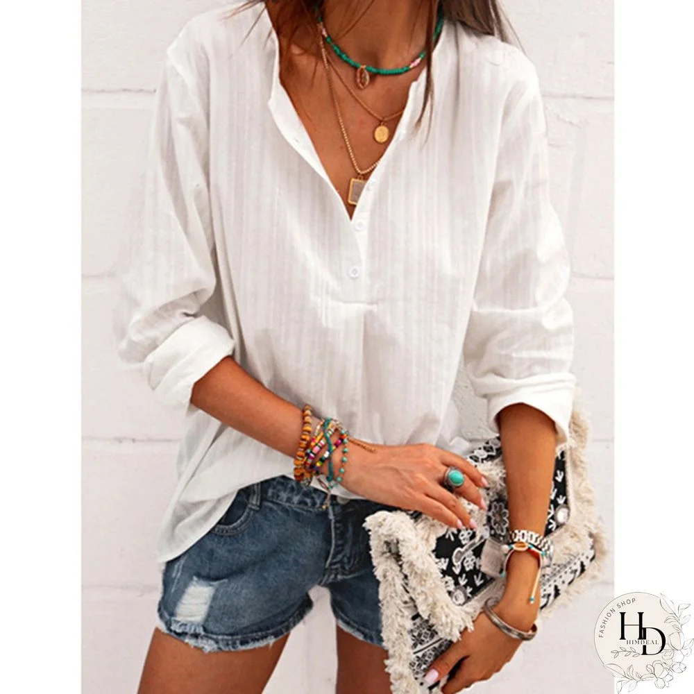 Jacquard Spring and Autumn Loose Blouse Open Tube Round Neck Woven T-shirt