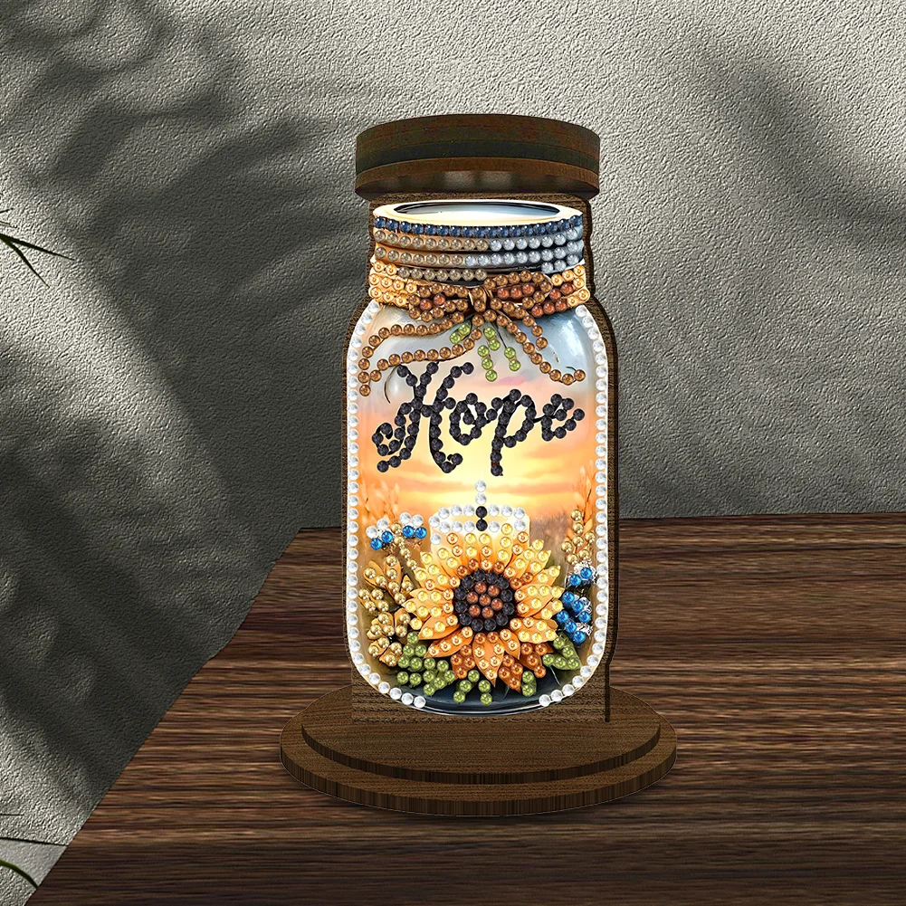 Wooden Hope Candle Bottle 5D DIY Diamond Painting Candle Holder Decor for Adults