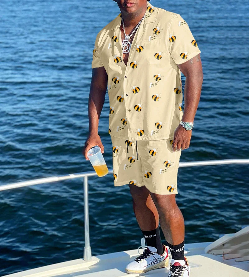 Hawaii Men's Casual Printed Short Sleeve Shirt Set