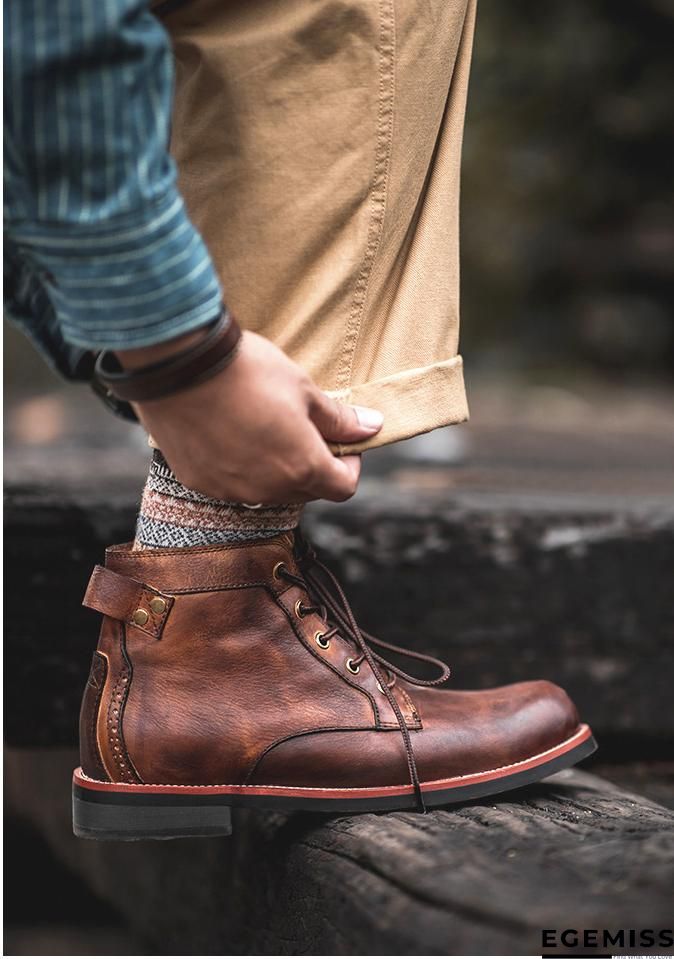 Cow Split Leather Men Boots Comfortable Boots Men Footwear Rubber Ankle Boots Men's Shoes | EGEMISS