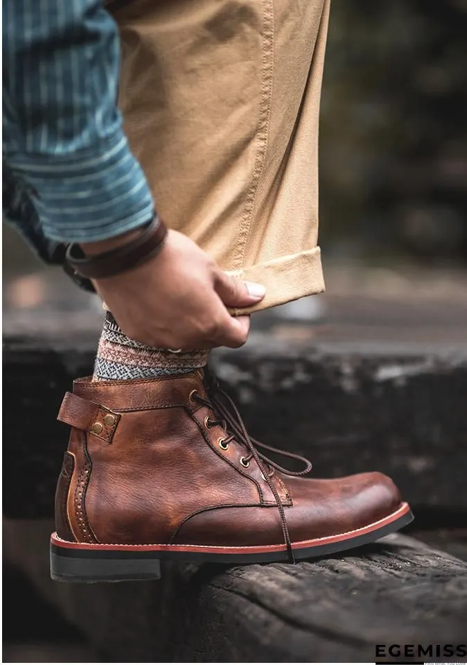 Cow Split Leather Men Boots Comfortable Boots Men Footwear Rubber Ankle Boots Men's Shoes | EGEMISS