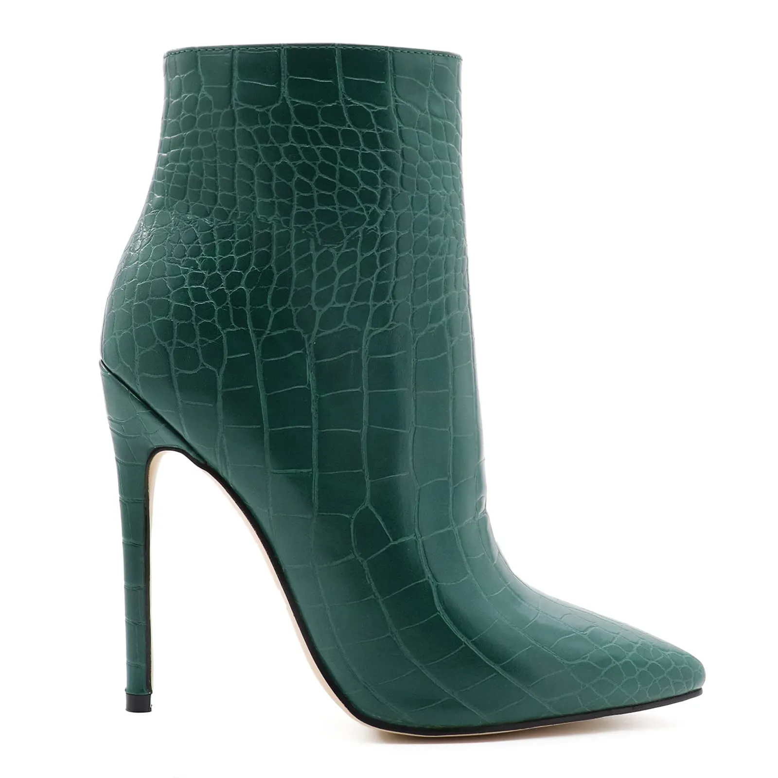 120mm Women's Ankle Boots Closed Pointed Toe Red Soles Stilettos Pattern Booties-vocosishoes