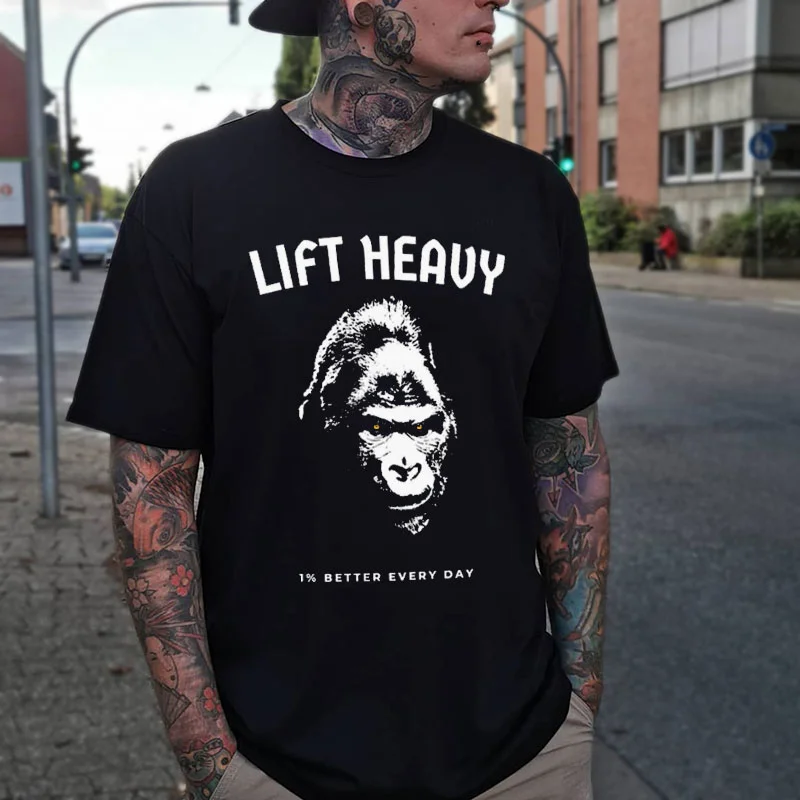 LIFE HEAVY Chimpanzee Black Print T-Shirt