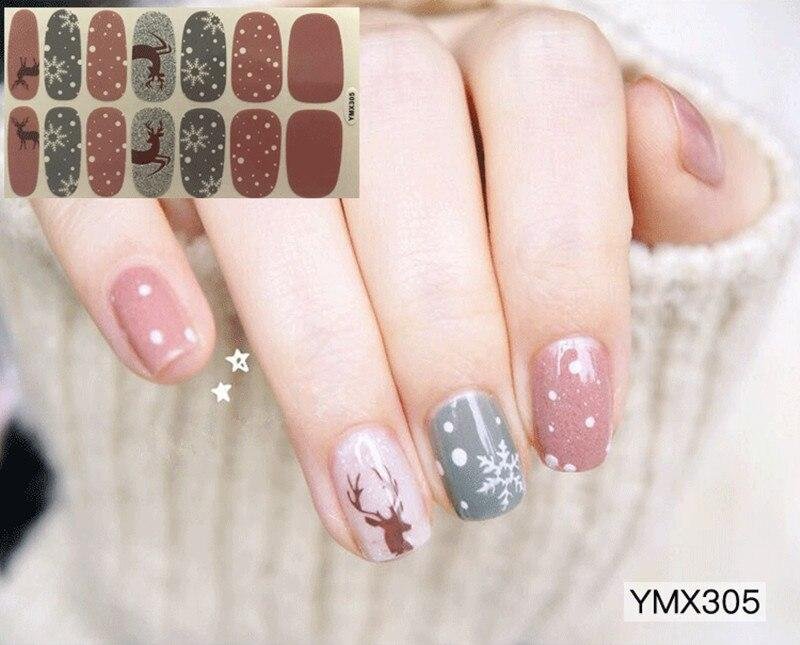 14tips/sheet Full Cover Beauty Nail Stickers Wraps Plain Stickers DIY Manicure Adhesive Nail Art Decals Makeup Tools 1113