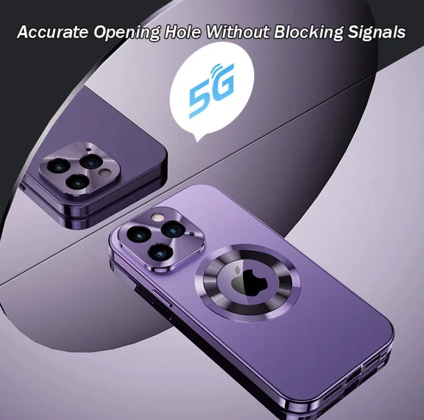 For iPhone 14/15 Series Double-sided Electroplated Glass Magnetic Phone Case