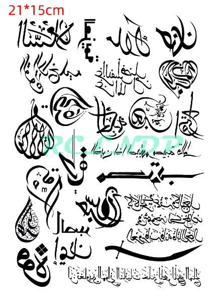 Waterproof Temporary Tattoo Sticker Arabic Letter Heart Love Pattern Personality Fake Tatoo Flash Tatto for Girl Women Men