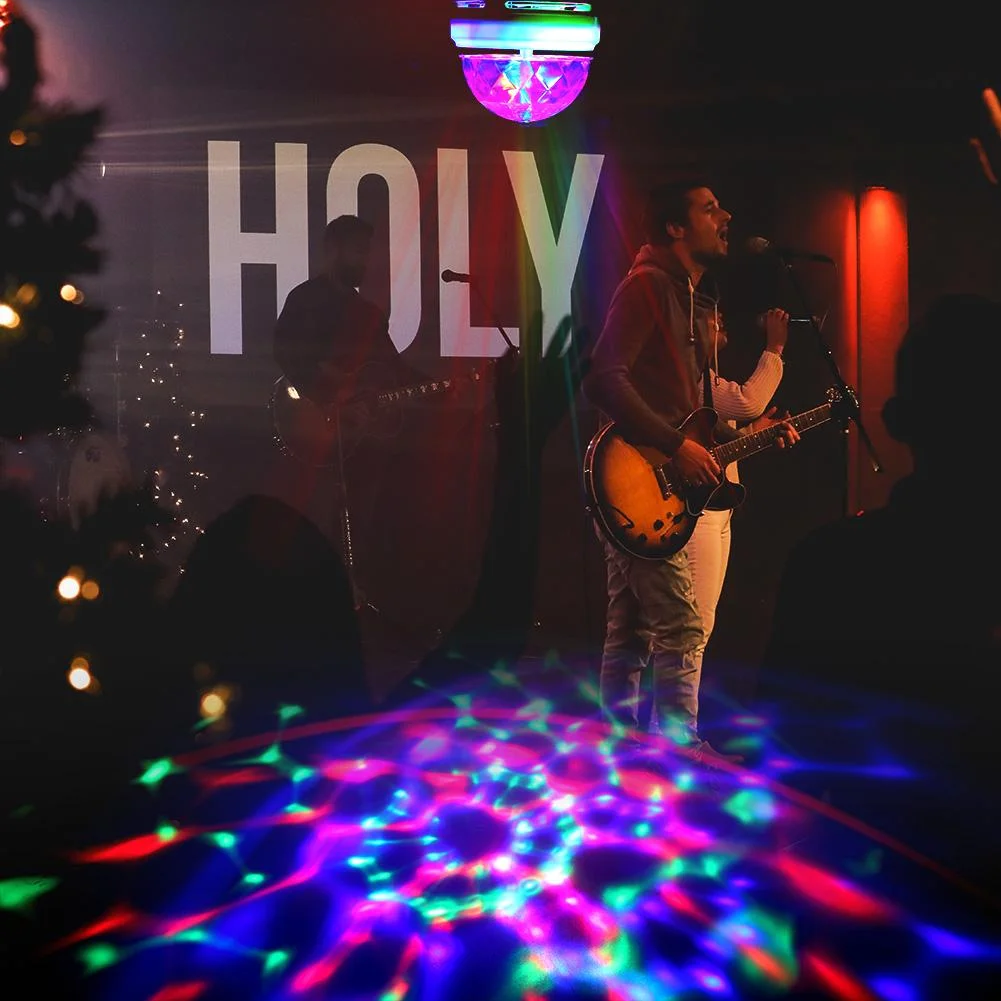 E27 RGB LED Bulb 3W Rotating Crystal Magic Ball Stage Party DJ Disco Light