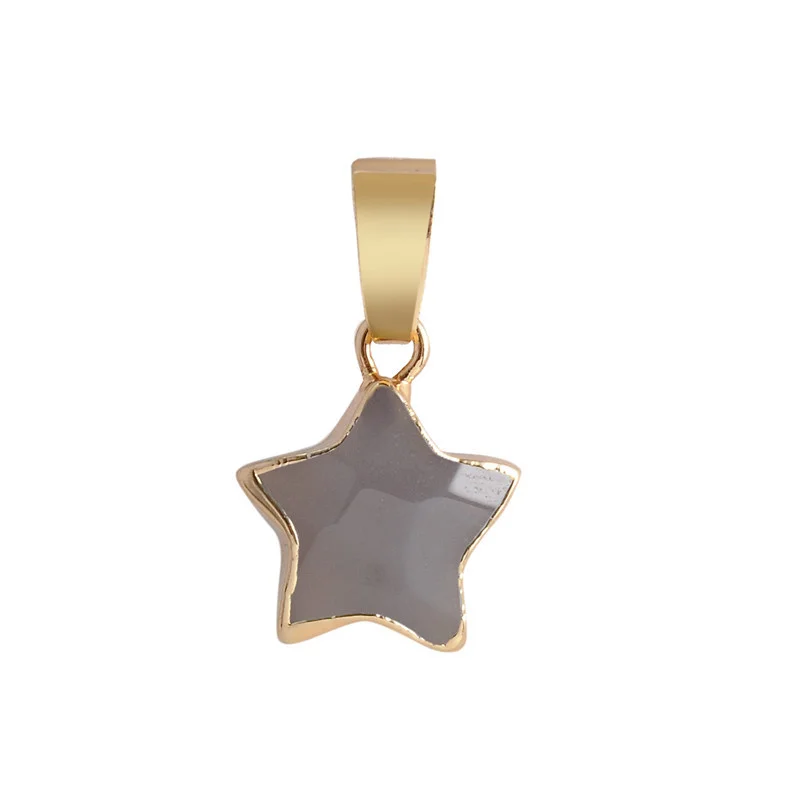 Natural Semi-Precious Stones Gemstone Amethyst Simple Star Lapis Lazuli Quartz Picture Pendant Necklace