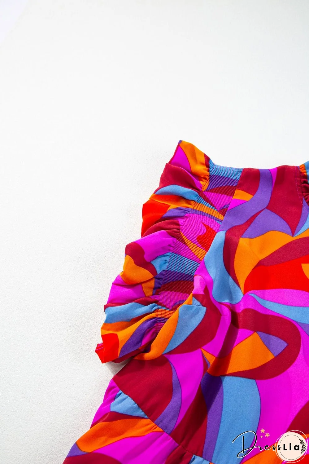 Ruffled Mock Neck Tiered Maxi Dress