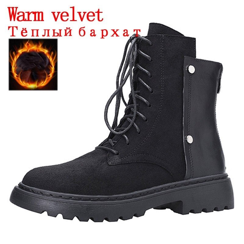CXJYWMJL Women Martin Boots Autumn British Style Cow Suede Ankle Boots Ladies Fashion Winter Booties Warm Shoes Large Size 41