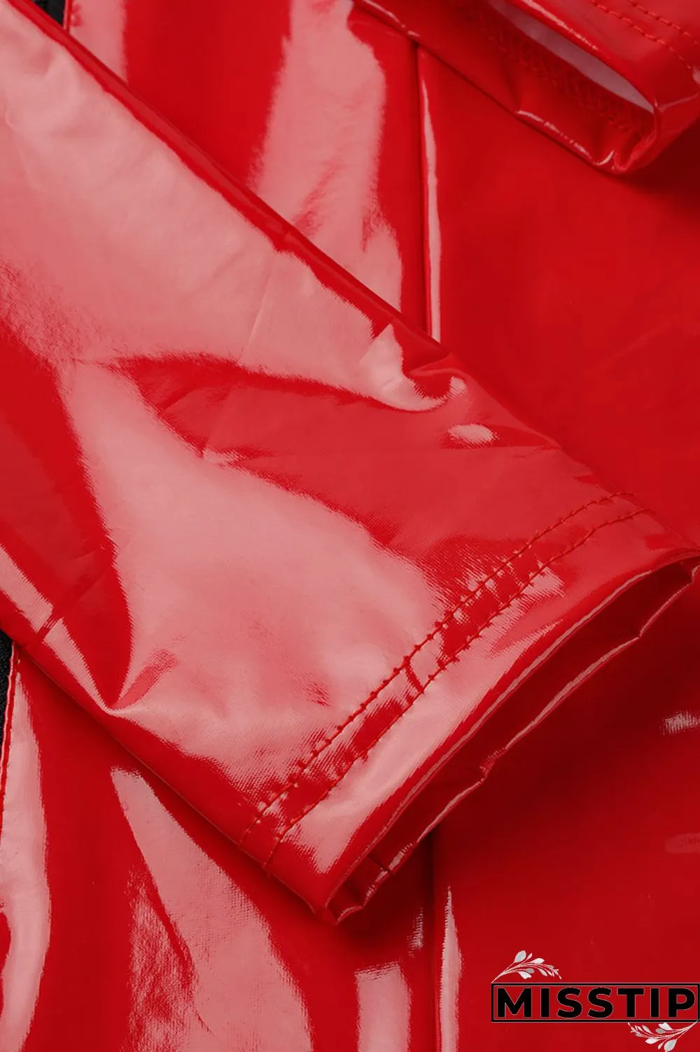 Pink Sexy High Elastic Deep V-Neck Imitation PU Dress