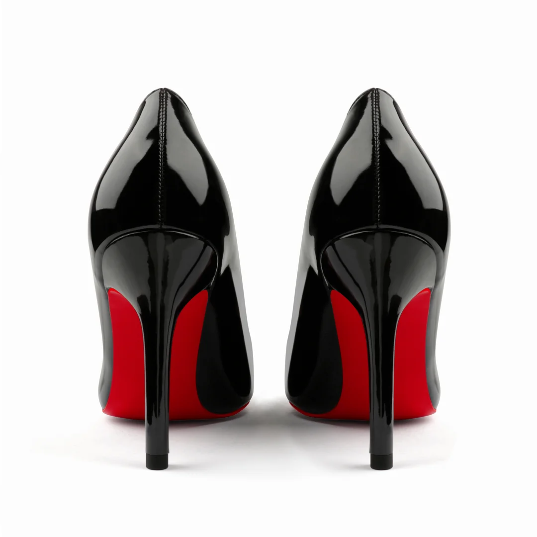 90mm Women's Pointed Toe Kitten Heels  Red Bottom Stiletto Pumps-MERUMOTE