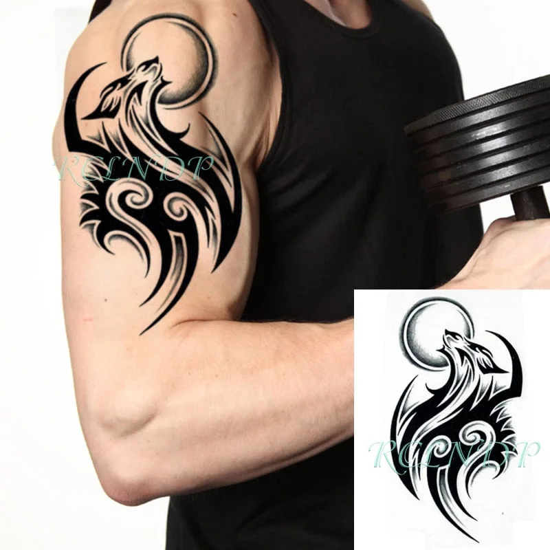 Waterproof Temporary Tattoo Sticker Wolf Forest Moon Tree Bear Animal Fake Tatoo Flash Tatto Arm Leg Body Art for Women Men