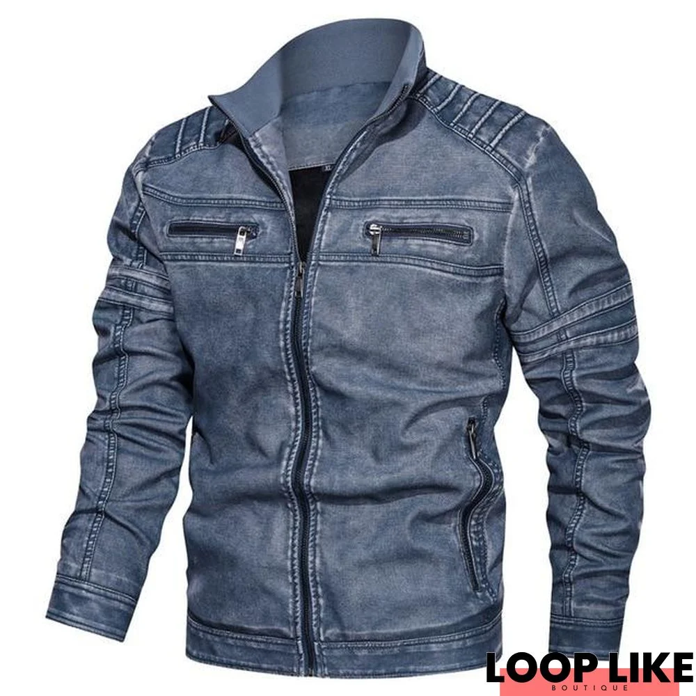 Leather Jacket Men Fashion Top Quality Mens Jackets Casual Faux Leather Moto Jacket