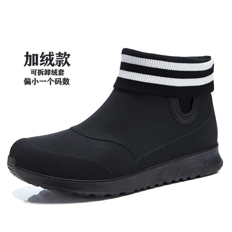 Ankle Rain Shoes Women Waterproof Water Shoes Ankle Pvc Rainboots New Female Fashion Solid Fishing Boots Slip On Winter Cotton