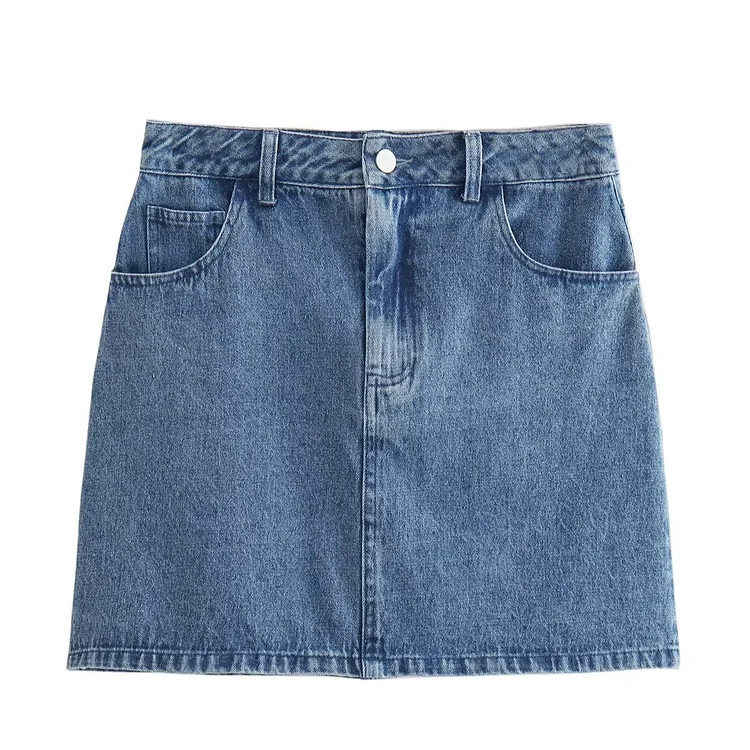 Summer New Solid Color Denim Skirt A-line Skirt QueenFunky