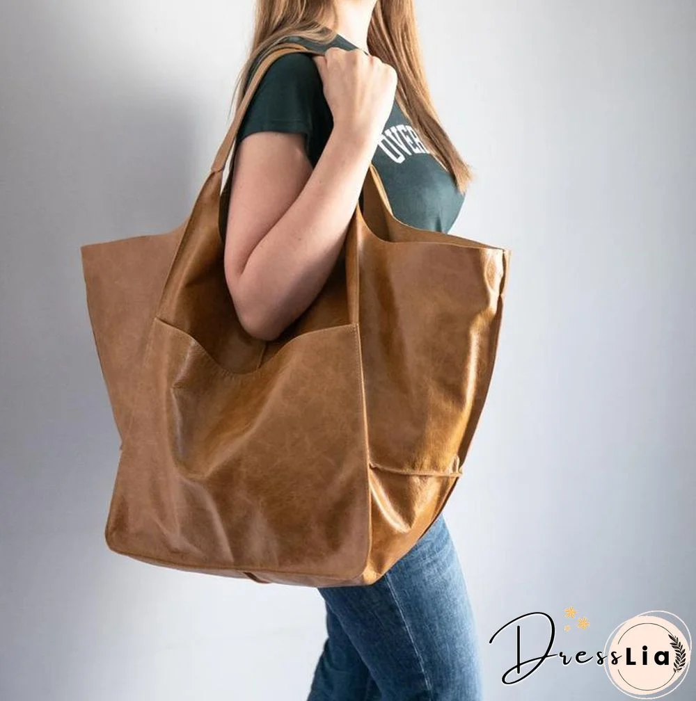 Brown Leather Womens Tote Bags School Handbags