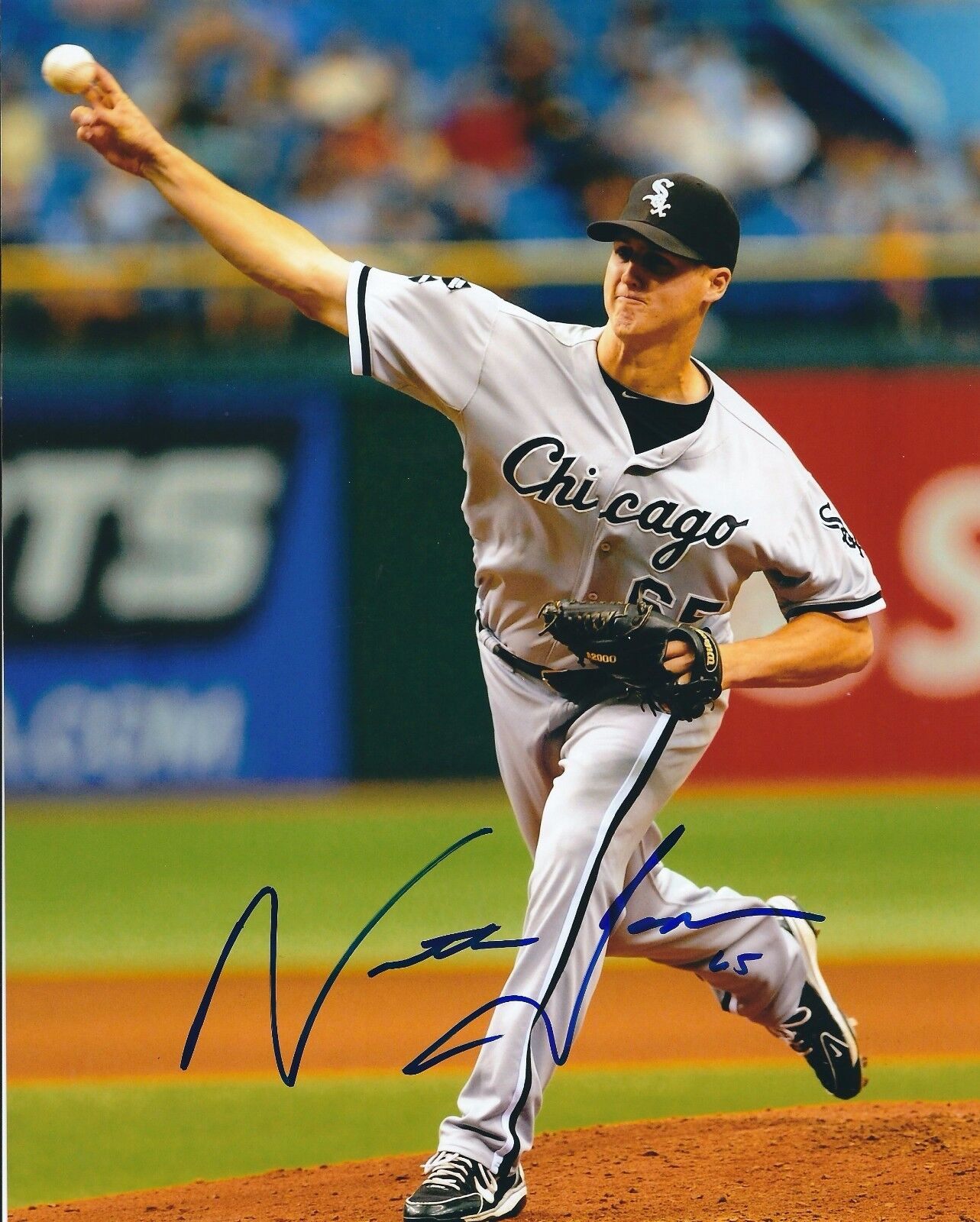 Signed 8x10 NATE JONES Chicago White Sox Photo Poster painting - COA