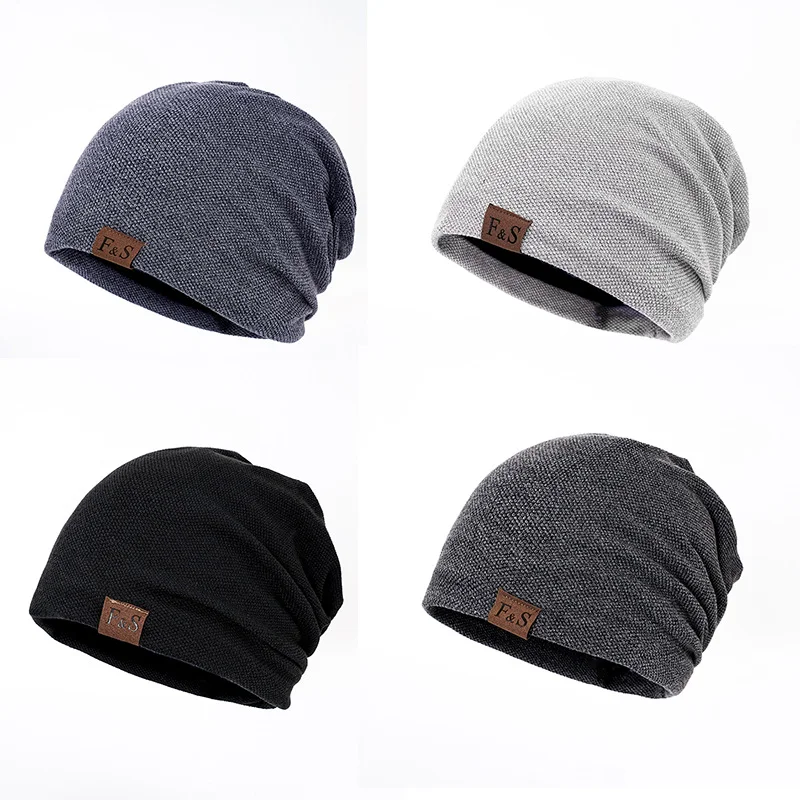 Men's Velvet Thick Warm And Cold Wool Knitted Hat、、URBENIE