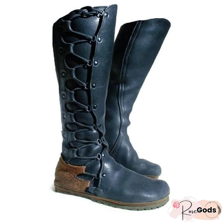 Flat Heel Winter Leather Boots