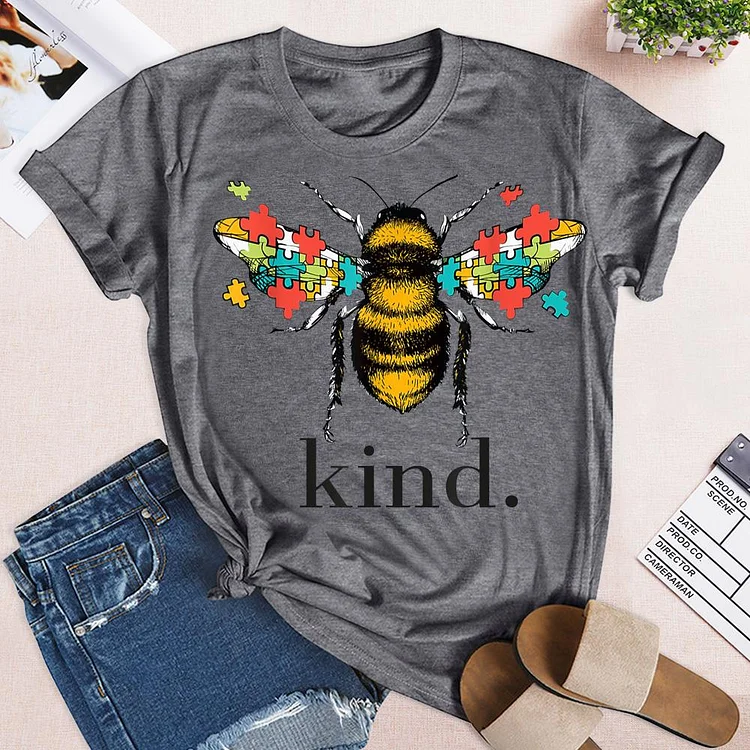 Autism Awareness Bee Kind T-Shirt-05072-Annaletters