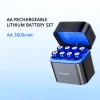 AA Lithium Battery Charging Case Set, 1.5V 3600mAh, 8-Slot AA Lithium Battery Charger, 3C Safety Certified Batteries