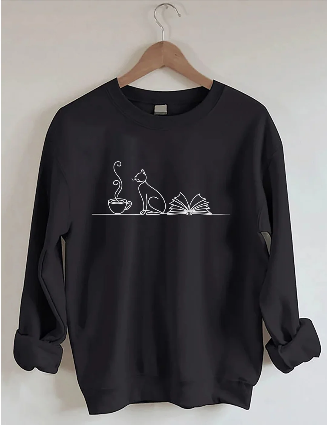 Coffee Cats And Books Lover Sweatshirt