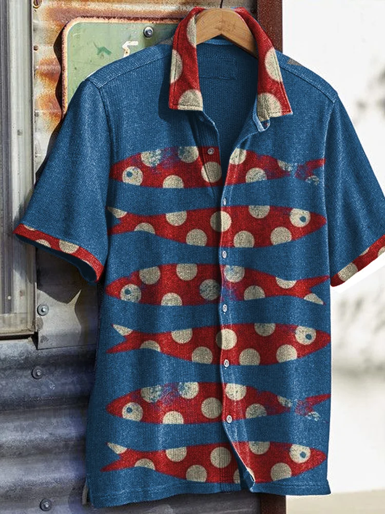 Vintage Fish Pop Art Linen Blend Shirt
