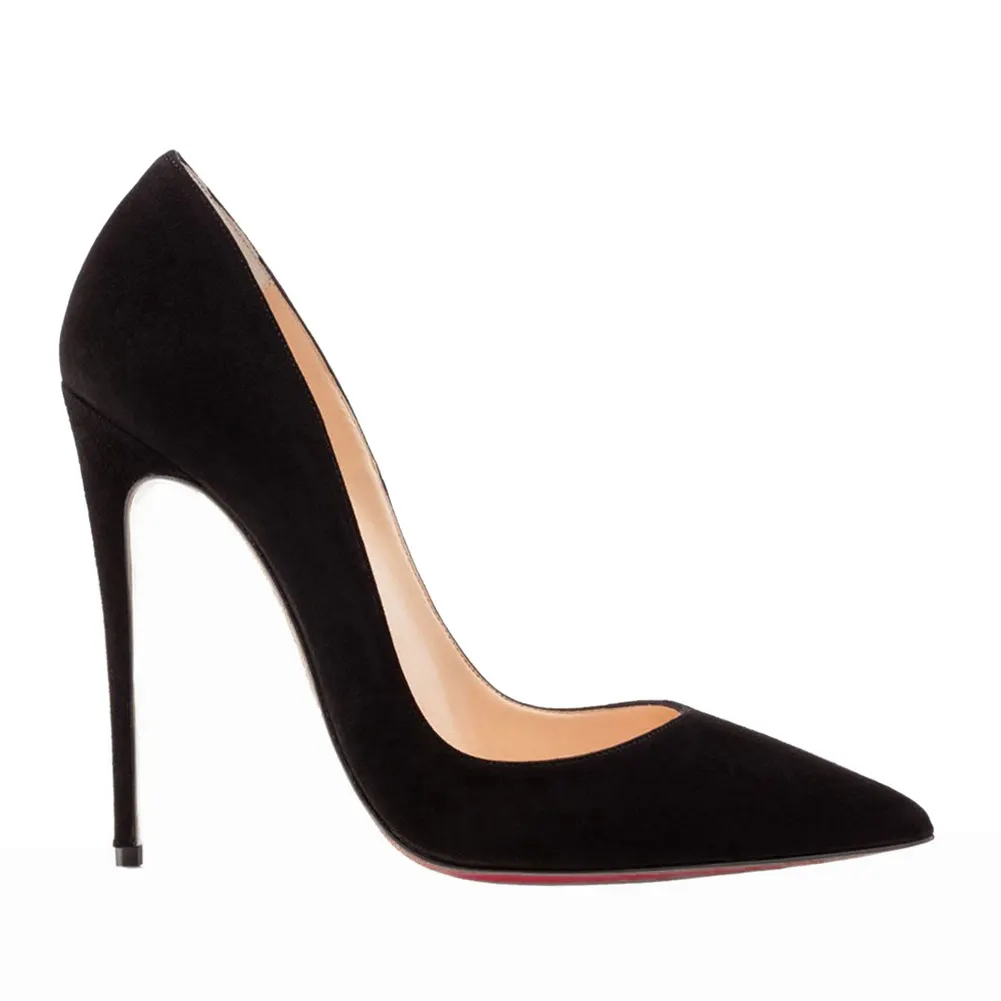 120mm Women's Party Wedding Red Soles Pumps Suede-vocosishoes