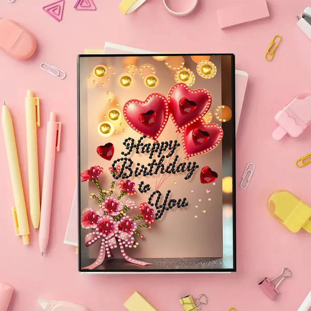 2pcs 50-Page A5 Flowers and Text Diamond Painting Notebook for Adults Gift