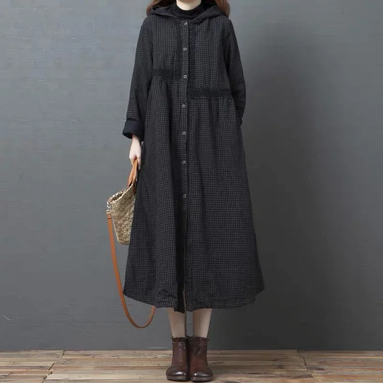 Loose Splicing Hooded Cotton Coat