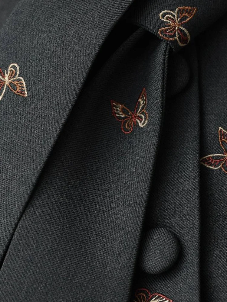 Athvotar Athvotar Sense Of Color Butterfly Embroidery Suit Women's High-End Spring And Autumn New Waist-High Set Dress