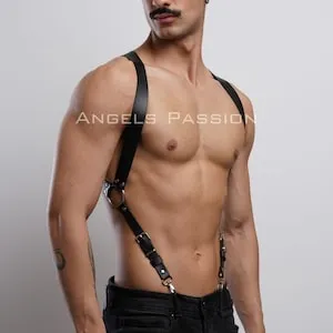 pornhint Pornhint Leather Harness-Harness men-Fancy Harness Accessory with Waist Chain-harness -Fetishwear for men-Chest harness- BDSM set-Male chest harness