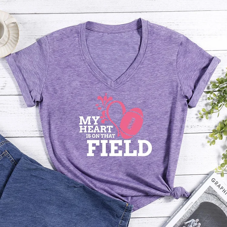 My Heart is on That Field V-neck T Shirt-Annaletters