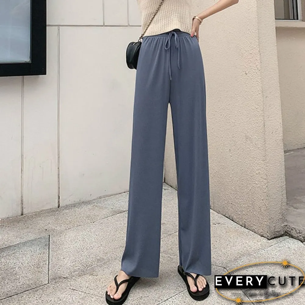 High waist soft comfort women pants new casual summer slacks ice silk full length long