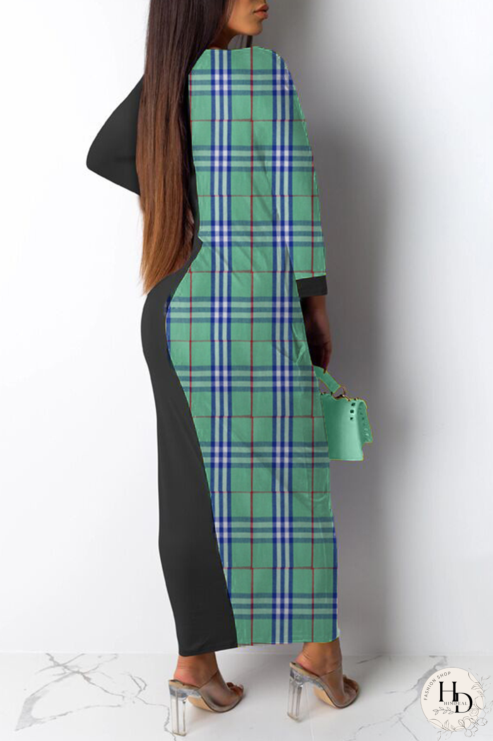 Red Casual Plaid Split Joint O Neck Straight Dresses