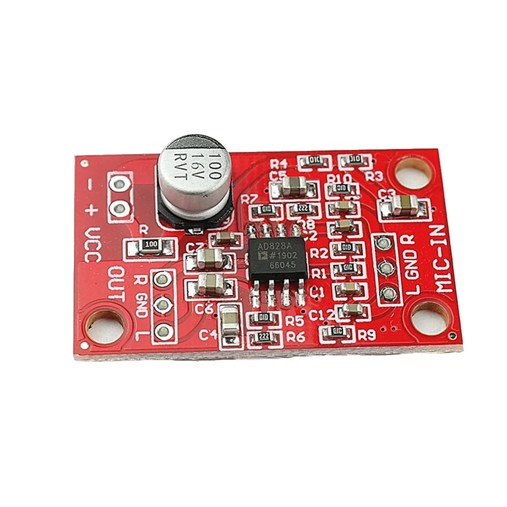 DC5-15V AD828 Dynamic Microphone Preamplifier Dual Preamp Board Preamp Circuit Board