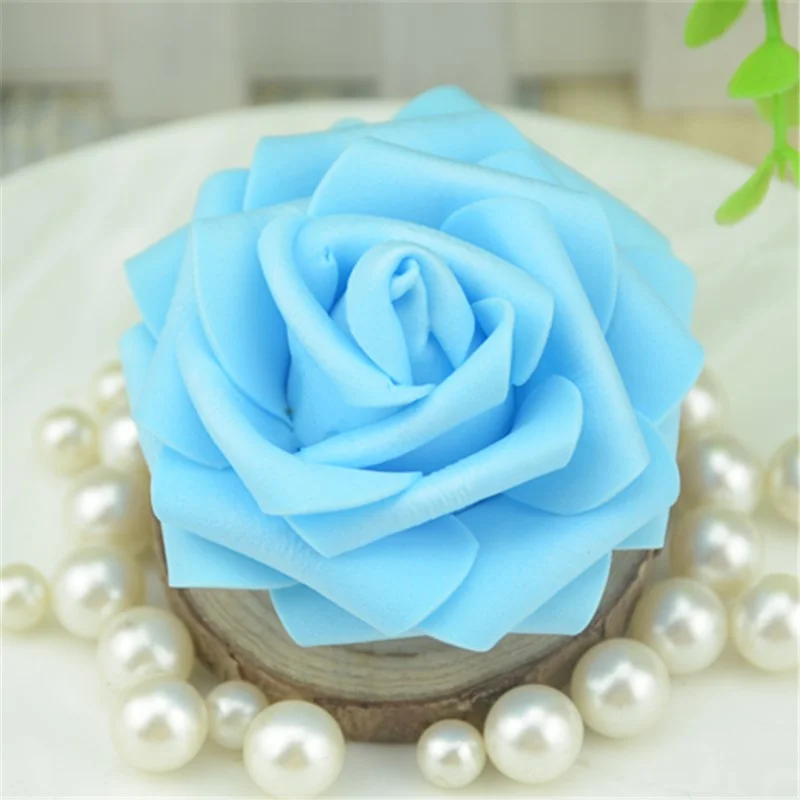 50pcs 7CM Artificial Foam Roses Flower Heads For Home Wedding Decoration Scrapbooking PE Flower DIY Kissing Balls Craft Multi
