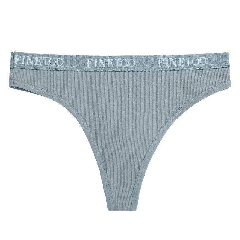 FINETOO Women G-string Cotton Thong M-XL Letter Design Femme Underwear Sexy Panties Underpant Intimate Thong Girl Panty Lingerie