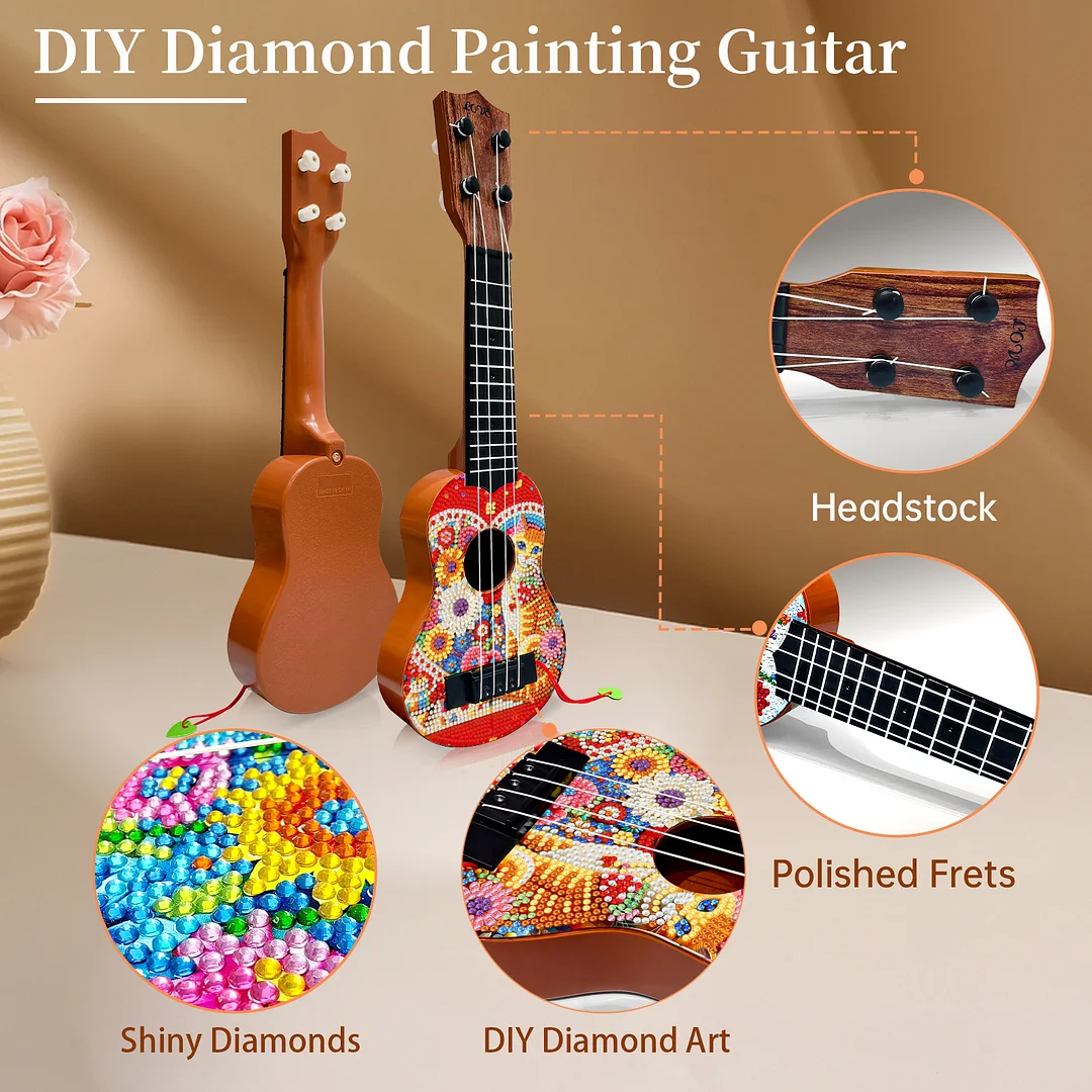 DIY Wooden Guitar Diamond Art Ornament Unique Unique Gifts for Musicians (Cat)