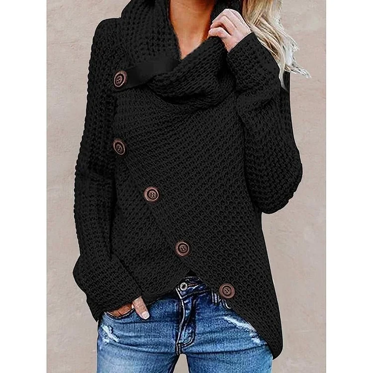Casual Plus Size Button Wrap Vest Sweater Tunic-Cosfine