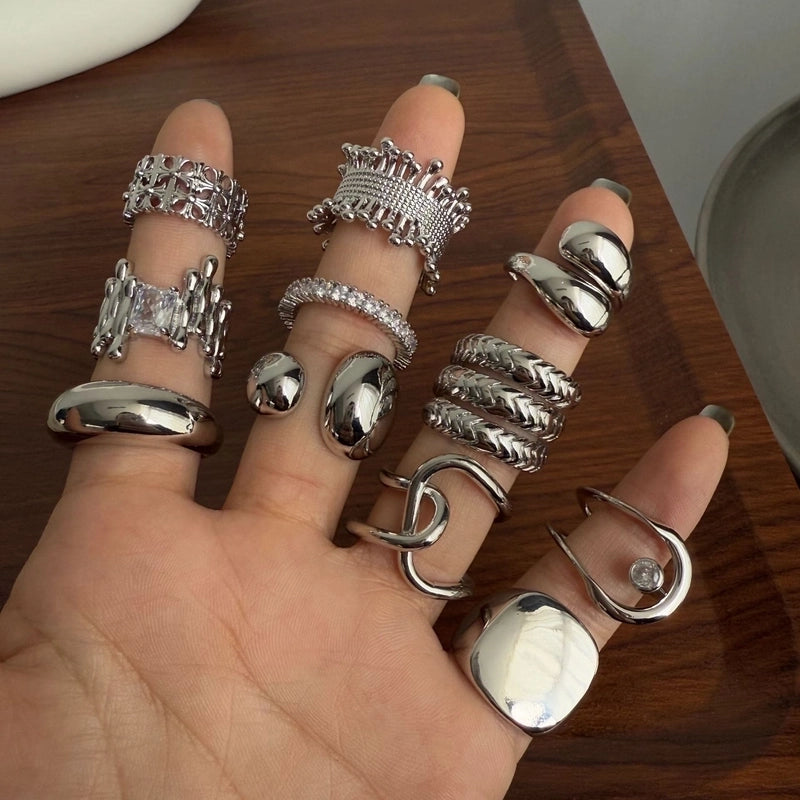 Hip-Hop Commute Geometric Copper Plating Open Rings