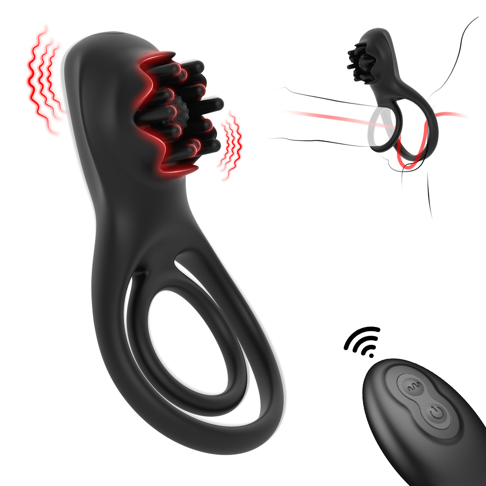 Penis Ring Clitoris Vibrator Double Ring For Couples - Rose Toy