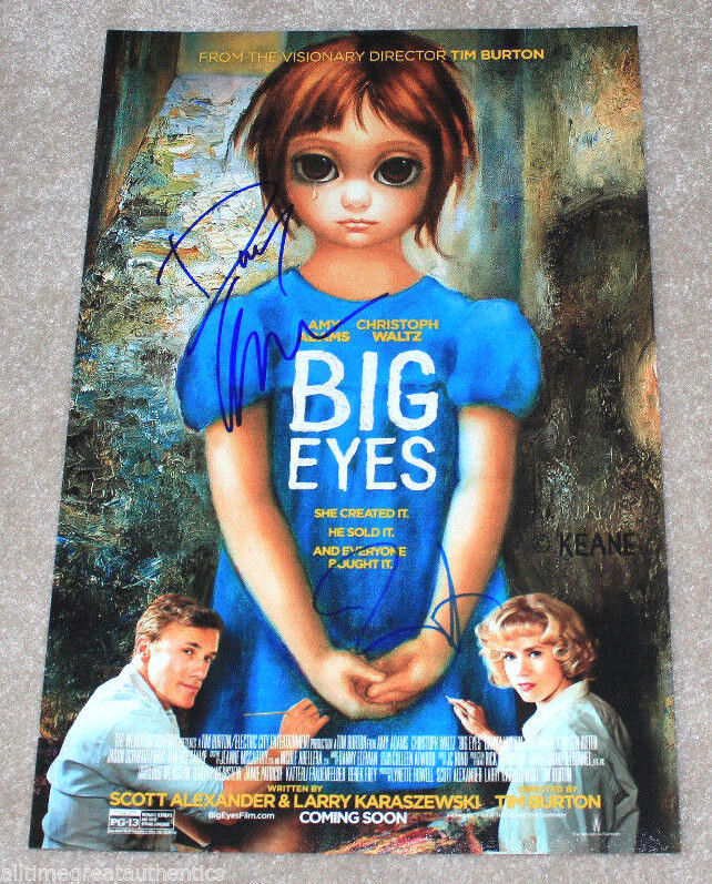 TIM BURTON DANNY ELFMAN SIGNED 'BIG EYES' 12X18 MOVIE POSTER Photo Poster painting W/COA 2014