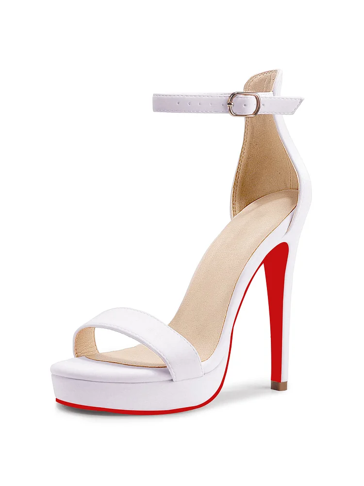 125mm Women's  Stiletto High Heel Sandals Platform Open Toe Ankle Strap Dress Shoes  Bride Ladies Wedding Party Red Bottom Pumps